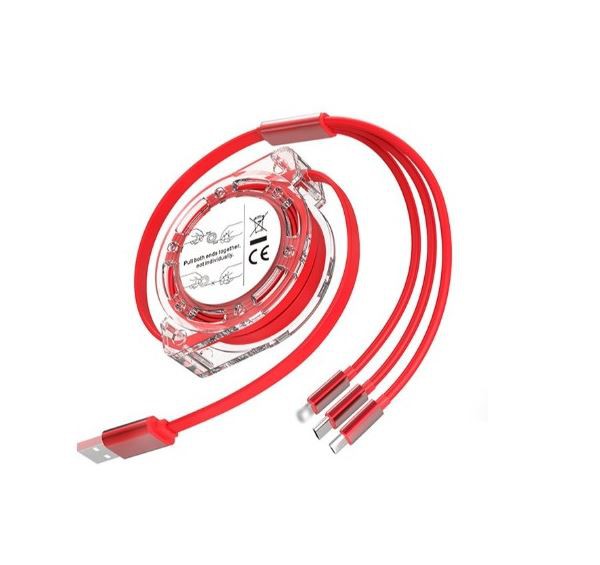 Navíjecí datový nabíjecí kabel tři v jednom